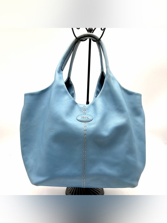 Tod's Handbags - Tod's Sky Blue Leather 24H Shopping Media Tote Handles Satchel Shoulder Bag Lg